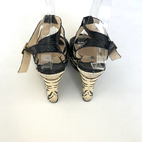 Jimmy Choo Black White Zebra Print Wedges Size 8.5 - Picture 5 of 8